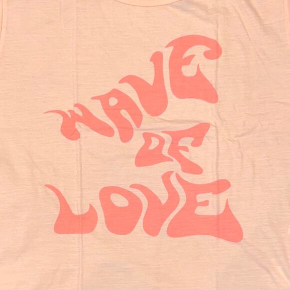 NWT J. Crew Peach W/"Wave of love" Graphic Cropped T-shirt - Picture 5 of 9